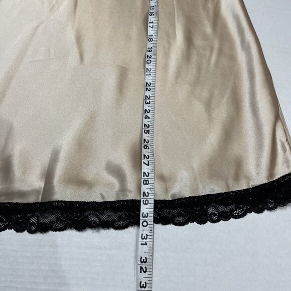 Nicole Miller Skirt Womens L Tan Satin Slip Maxi‎ Black Lace Fairy Wimisigoth - Picture 3 of 9